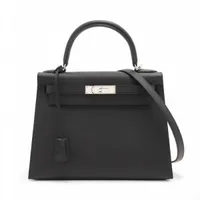 エルメス ケリー28 セリエ ヴォーエプソン ブラック シルバー金具