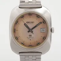 グランドセイコー ハイビート 6145-8020 SS×社外SS AT シルバー文字盤