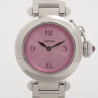 カルティエ ミスパシャ W3140023 SS QZ ピンク文字盤