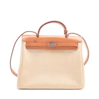 エルメス エールバッグPM トワルアッシュ ベージュ シルバー金具
