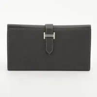 エルメス ベアン デュプリ シェブルミゾル 財布 ブルー シルバー金具