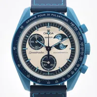 オメガ×スウォッチ ミッショントゥ ザ スーパーブルームーン SO33N700 CE×ナイロン QZ シルバー文字盤