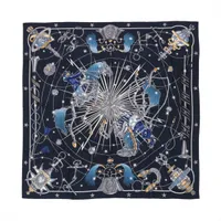 エルメス カレジェアン CHORUS STELLARUM コーラス ステラルム カシミヤ×シルク ストール ネイビー