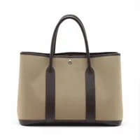 エルメス ガーデンパーティ36 PM トワルオフィシエ カーキ シルバー金具