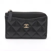 シャネル マトラッセ キャビアスキン ブラック ゴールド金具