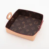 ヴィトン ウッドポッシュMM GI0150 PVC×レザー 小物入れ ベージュ×ブラウン