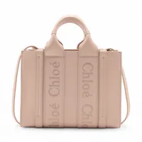 クロエ ウッディ スモール レザー 2WAYハンドバッグ ピンク