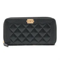 CHANEL CCフィリグリー キャビアスキン ベージュ×ブラック 三つ折り財布 CHANEL CCフィリグリー キャビアスキン ベージュ×ブラック 三