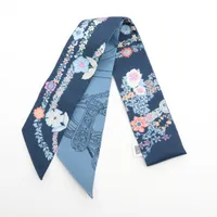 エルメス ツイリー BRIDES DE GALA EN FLEURS ブリッドドゥガラアンフルール シルク ツイリー EN ブルー