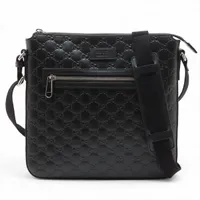 グッチ グッチシマ レザー ショルダーバッグ ブラック
