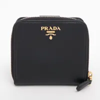 【SUN出品】PRADA レザー マネークリップ プラダ サフィアーノ レザー マネークリップ ブラック AB