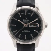 オメガ デヴィル 433.33.41.22.03.001　 SS×革 AT ネイビー文字盤