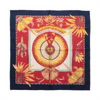 エルメス カレ90 BRAZIL ブラジル シルク スカーフ ネイビー