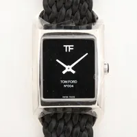 トムフォード タイムピース SS×革 QZ 黒文字盤