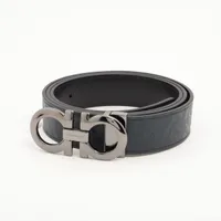 美品 Ferragamo フェラガモ ガンチーニ ベルト レザー ブラック 美品】フェラガモ ダブルガンチーニバックル レザーベルト