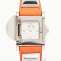 エルメス メドール ME3.210 SS×革 QZ シルバー文字盤