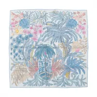 エルメス カレ90 ダブルフェイス LES JARDIN DES PEINTRES 画家たちの庭 シルク スカーフ ブルー