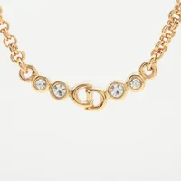 ディオール CDロゴ GP×ラインストーン ピアス(両耳用) シルバー