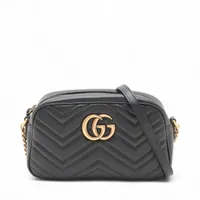 グッチ GGマーモント レザー ショルダーバッグ ブラック
