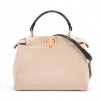 ちー様　FENDI ピーカブー　スモール　ハンドバッグ　2WAY ベージュ 新品】FENDI ピーカブー セレリア ミニ ステッチ ピンクベージ - メルカリ