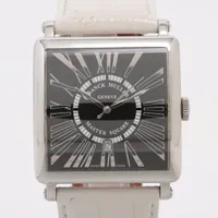 フランクミュラー マスタースクエア 6000KSCDTRELR SS×社外革 AT 黒文字盤