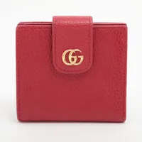 グッチ GGマーモント 523193 レザー 財布 レッド Ｂランク