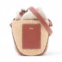 クロエ ウッディ スモール ストロー カゴバッグ ベージュ