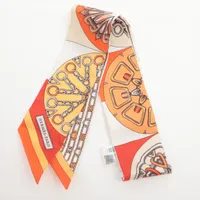 エルメス ツイリー L’EFFET KALEIDOSCOPE シルク スカーフ オレンジ