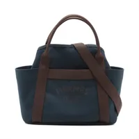 エルメス サックドパンサージュ グルーム キャンバス ネイビー シルバー金具