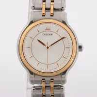 セイコー クレドール 7371-0040 SS×YG QZ シルバー文字盤