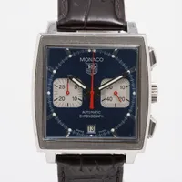 タグホイヤー モナコ CW2113-0 SS×社外革 AT 青文字盤