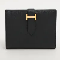 エルメス ベアンコンパクト ヴォーエプソン ブラック ゴールド金具 ＡＢランク