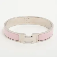 HERMES ピンク Hロゴバングル　クリッククラック エルメス Hバングル クリッククラックPM GP バングル ピンク Bランク