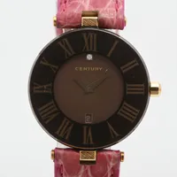 センチュリー カリスマタイムジェム SS×社外革 QZ ブラウン文字盤