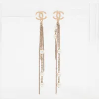 ○CHANEL ココマーク フェイクパール ラインストーン ピアス B19B