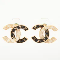 良品　刻印有　CHANEL　シャネル ココマーク フェイクパール 　ピアス　両耳 良品 刻印有 CHANEL シャネル ココマーク フェイクパール ピアス