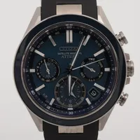 シチズン アテッサ Ti×ラバー ソーラー 青文字盤