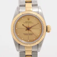 ロレックス オイスターパーペチュアル 67243 SS×YG AT シャンパン文字盤