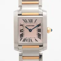 カルティエ タンクフランセーズ W51027Q4 SS×PG QZ ピンクシェル文字盤