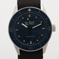 ブランパン フィフティファゾムス SS×社外ナイロン AT 青文字盤