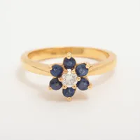 ティファニー バターカップ ダイヤ サファイア 750(YG)