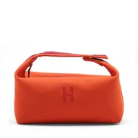 エルメス ブリッド ア ブラックPM キャンバス オレンジ シルバー