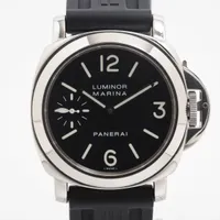 パネライ ルミノールマリーナ PAM00001 SS×ラバー 手巻き 黒文字盤