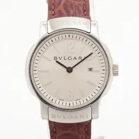 ブルガリ ソロテンポ ST29S SS×社外革 QZ シルバー文字盤