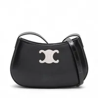 セリーヌ ミディアム ティリー バッグ レザー ショルダーバッグ ブラック