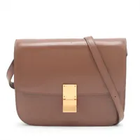 セリーヌ クラシックボックス レザー ショルダーバッグ ブラウン