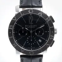 ブルガリ ブルガリブルガリ クロノグラフ BB42SLCH SS×革 AT 黒文字盤