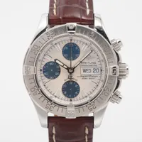 ブライトリング スーパーオーシャン クロノグラフ A13340 SS×革 AT シルバー文字盤