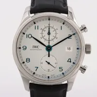 IWC ポルトギーゼ クロノグラフ クラシック IW390302 SS×革 AT シルバー文字盤