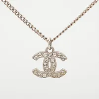 シャネル ココマーク メタル×ラインストーン ネックレス F12W シルバー